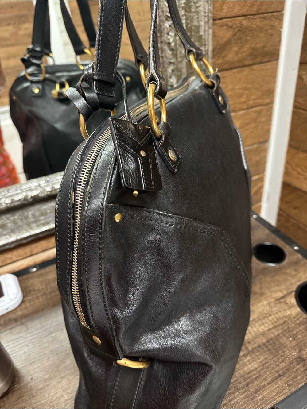 Saint Laurent YSL Black Leather Muse Satchel Bag Gold Hardware Made in Italy - Picture 3 of 15